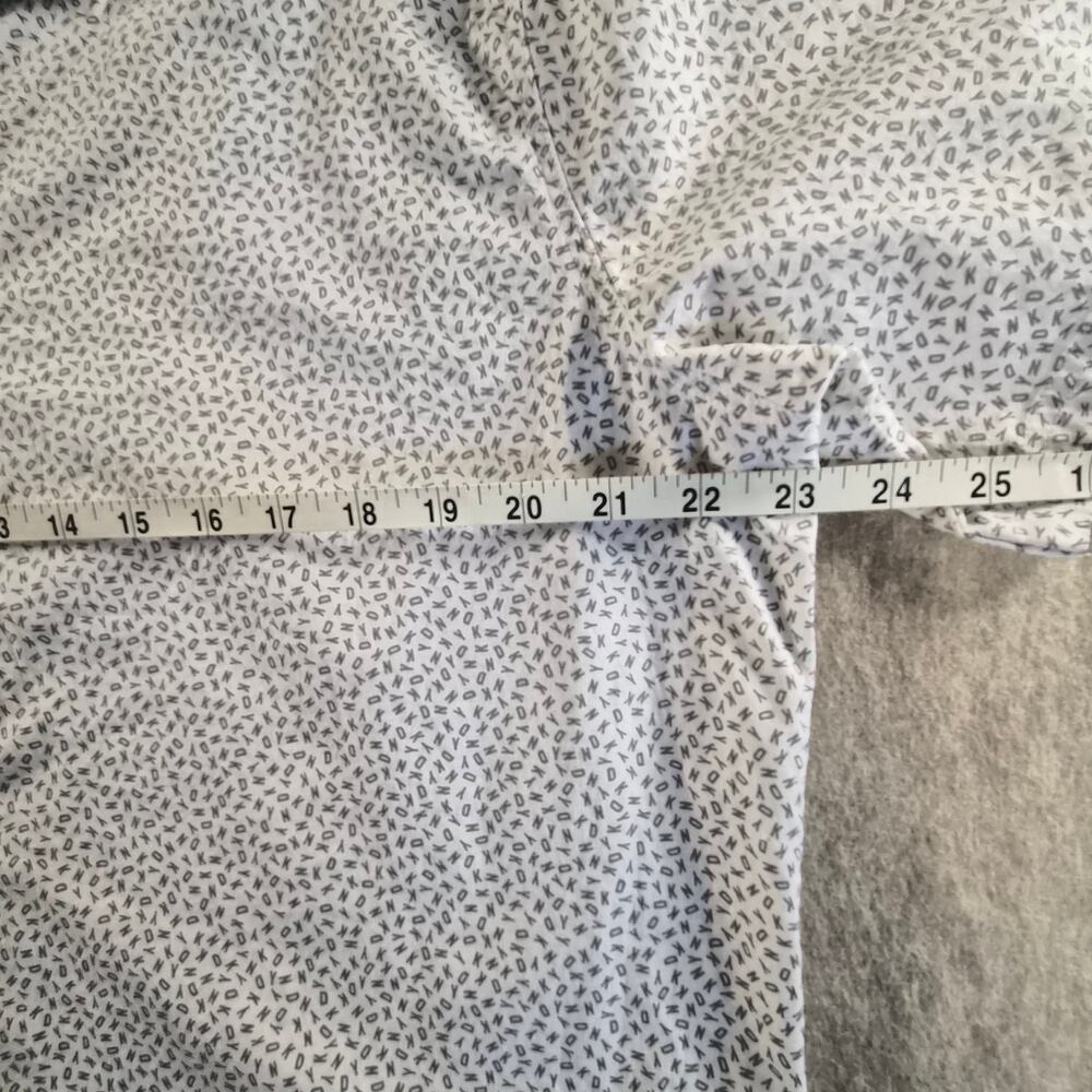 DKNY MENS WHITE W GREY LOGO PRINT BUTTON-UP SHORT SLEEVE SHIRT XL - Picture 7 of 10